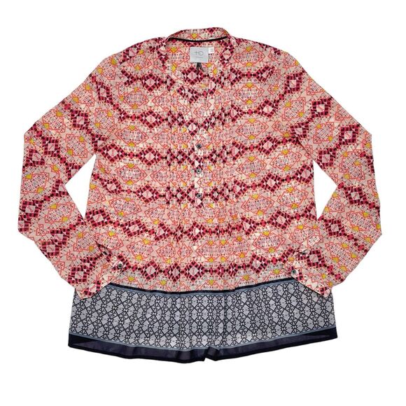 Anthropologie HD In Paris Top Size 2 Pleated Button Front Blouse Boho Hippie‎ - Picture 1 of 9
